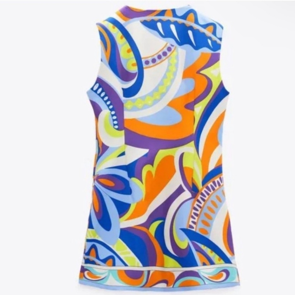 Zara | NWOT Split Neck Mini Dress - Picture 5 of 15